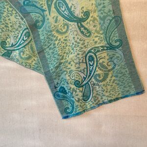 cashmknk scarf women’s paisley turquoise 72”Lx14”W